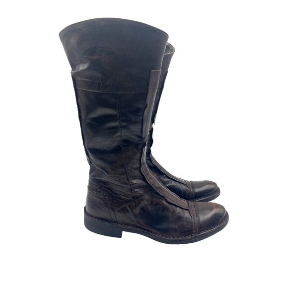 Boemos Women's Dark Brown Leather Knee-High Riding Boots Size 7.5 - Picture 1 of 10
